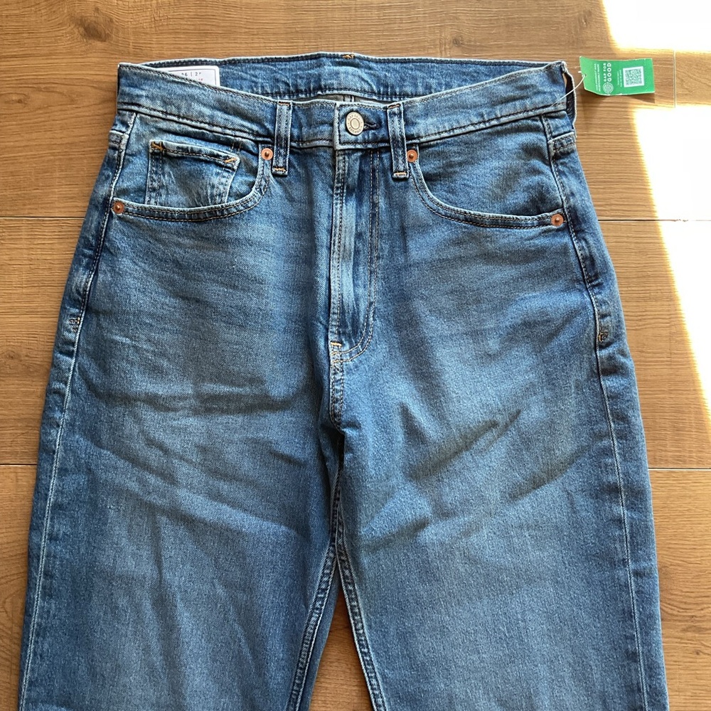 Gap '90s Loose High Rise Jeans 26 / 2P Petite Blue NWT Washwell Straight Leg - Picture 3 of 5